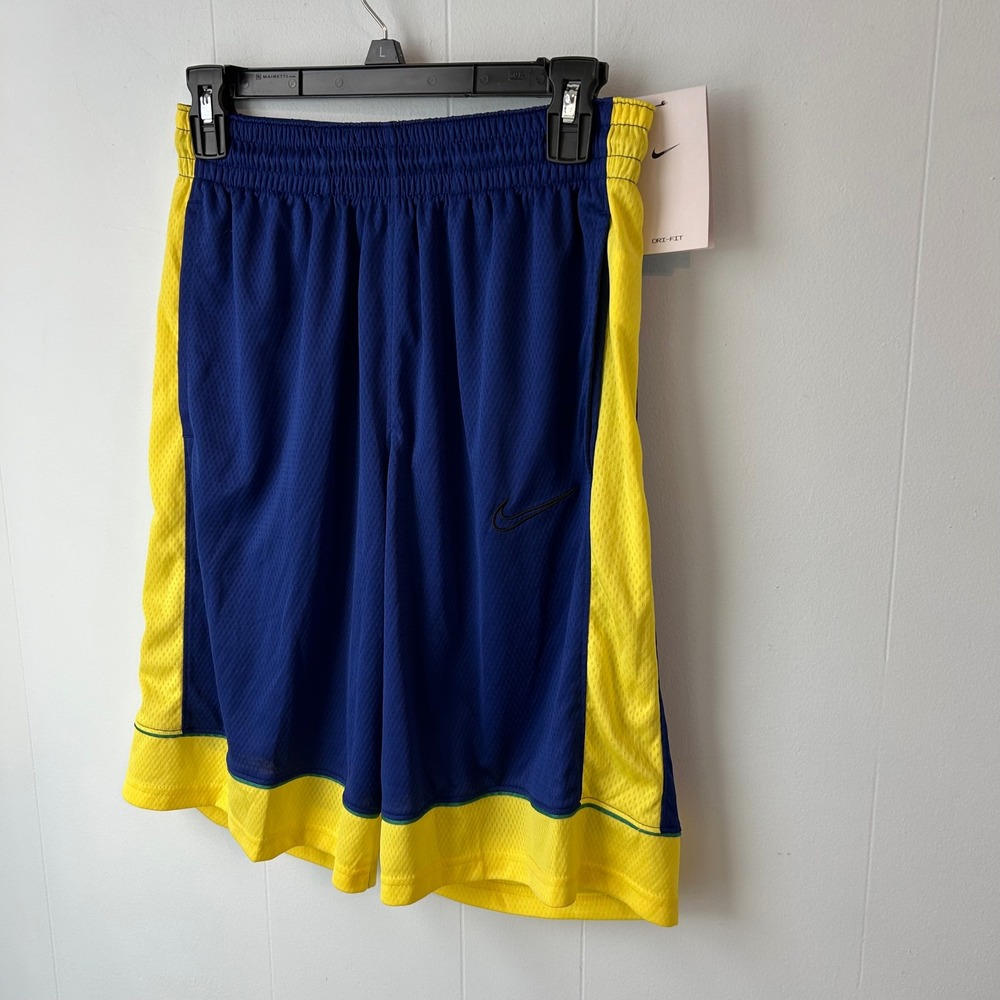 Nike Dri-Fit Basketball Shorts Blue Yellow‎ Mens Small Athletic Gym Performance